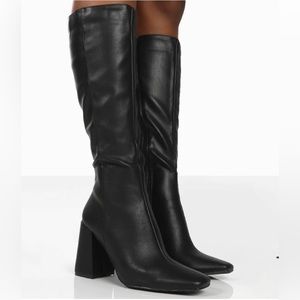 Black knee high heel boots